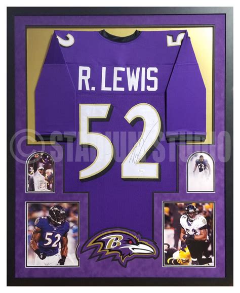 Ray Lewis Autographed Framed Ravens Purple Jersey The Stadium Studio