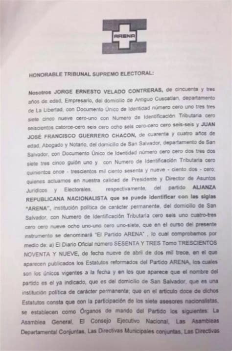 Recurso De Nulidad Presentado Por Arena Al Tse Pdf