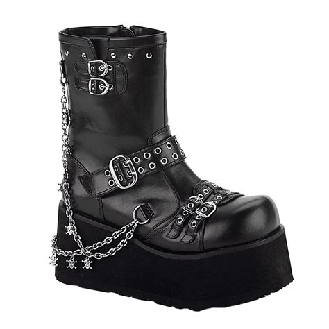 Demonia Clash 430 Ladies Goth Punk Lolita Detachable Chains Calf Black