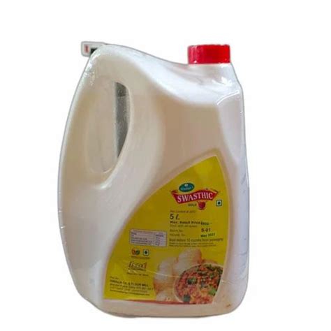 5L Hinduja Swasthic Gold Refined Soyabean Oil Can Packaging Size 5