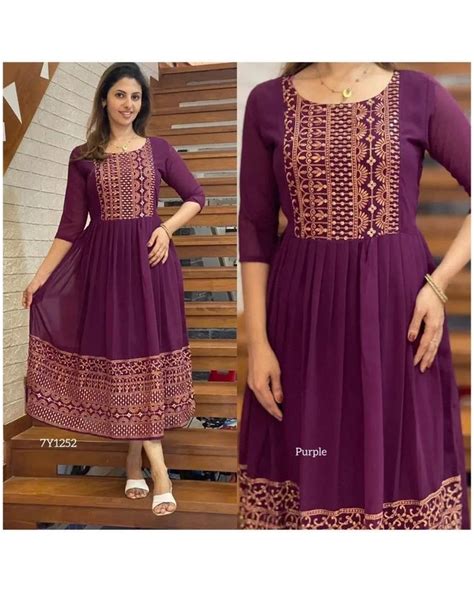 Reeta Fashion Stunning Purple Georgette Sequence Embroidery Work Kurti