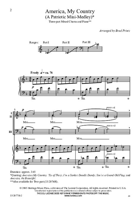 America My Country Sheet Music By Brad Printz Sku 152077h Stanton
