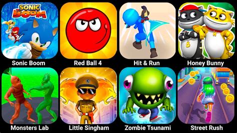 Sonic Boom Red Ball Metroland Hit Run Monsters Lab Honey Bunny