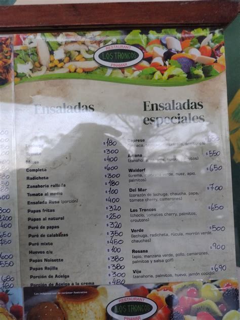 Carta Del Restaurante Los Troncos Pinamar Entre Lenguado Y Pejerrey