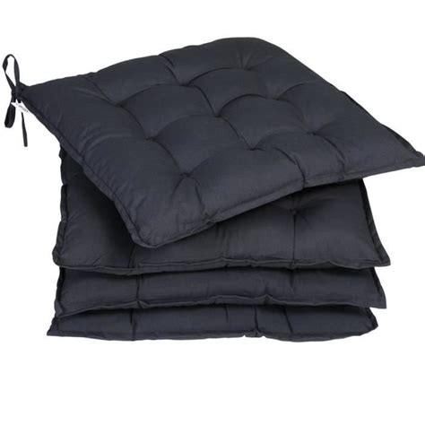 Detex 4x Coussins De Chaise De Jardin 41x37x5cm Anthracite Coussin De