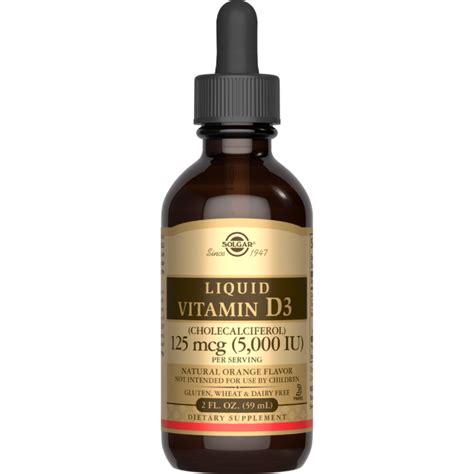 Liquid Vitamin D3 Cholecalciferol 125 Mcg 5 000 Iu Natural Orange Flavor Solgar