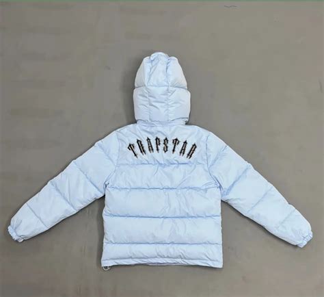 Trapstar Irongate Detachable Hooded Puffer Jacket In Blue Trapstar