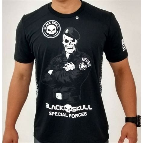 Camiseta Blackskull Camisa Dry Fit Modelo Academia Caveira Bope