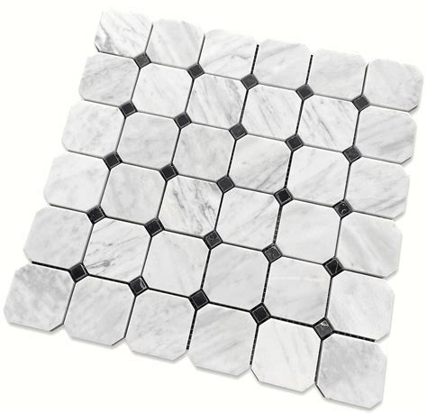 Carrara Bianco Honed 2 Octagon Marble Mosaic Tile