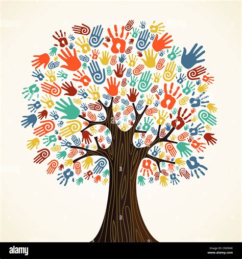 Isolated Diversity Tree Hands Illustration Vector File Layered For