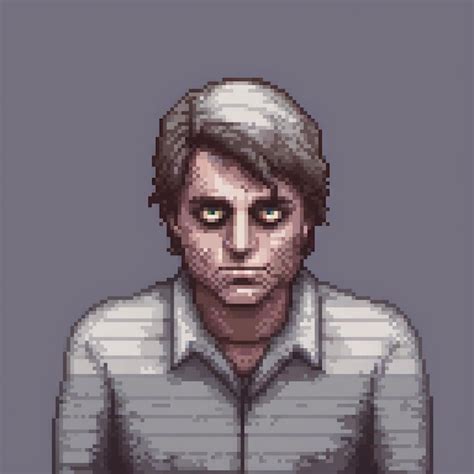 Vintage Pixel Art Featuring A Man With Striking Green Eyes Premium Ai Generated Image