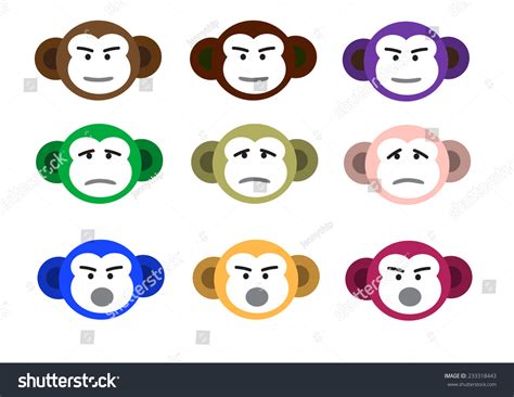 Different Kinds Emotions Colors On Monkey Stock Vector (Royalty Free ...