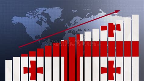 Kingdom Of Georgia Flag On Bar Chart Concept With Increasing Values