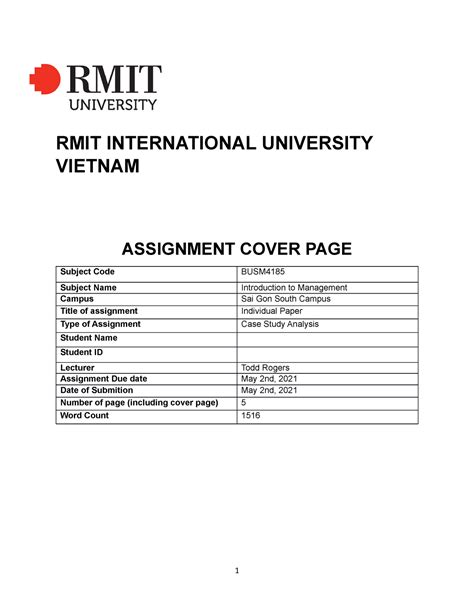 Case Study Assignment 2 Rmit International University Vietnam