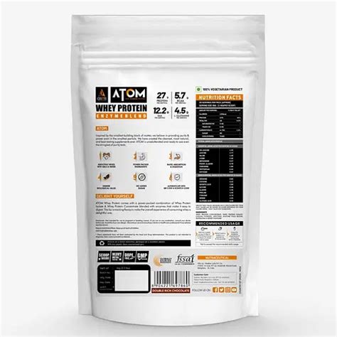 As It Is Atom Whey Protein 1kg Double Rich Chocolate 27g Protein 5 7g Bcaa Digestive Enzymes