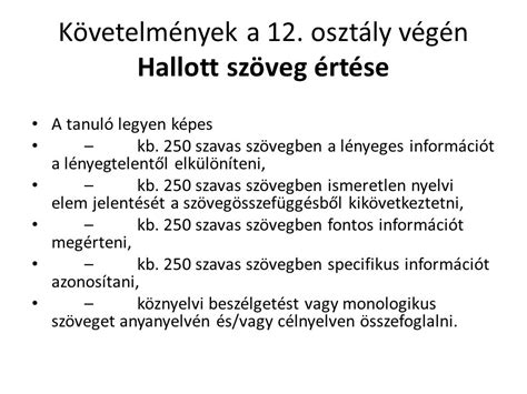 Kimeneti követelmények a 8 osztály végén ppt letölteni