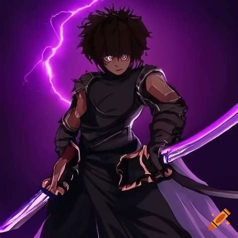 Anime Style Swordsman With Dark Brown Skin And Lightning Katana On Craiyon