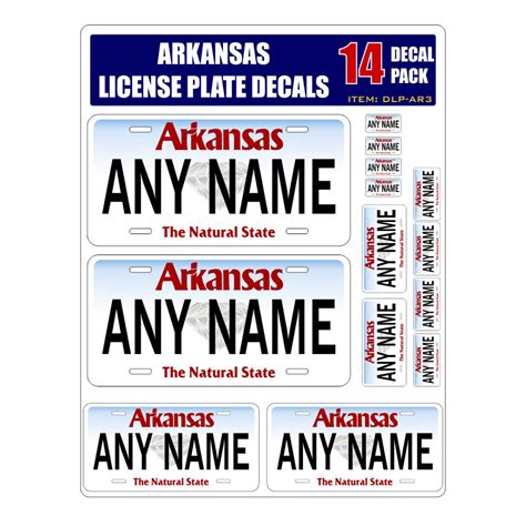 Personalized Arkansas License Plate Decals Stickers Version 3 Sheet of ...