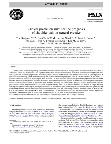 Clinical prediction rules for the prognosis