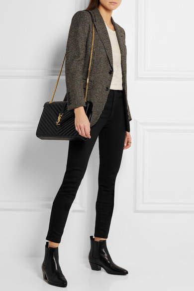 Saint Laurent Cassandre Large Quilted Textured Leather Shoulder Bag