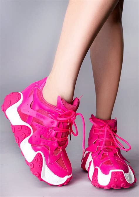 Anthony Wang Carambola 02 Magenta Matrix Pink Platform Sneakers Lasr