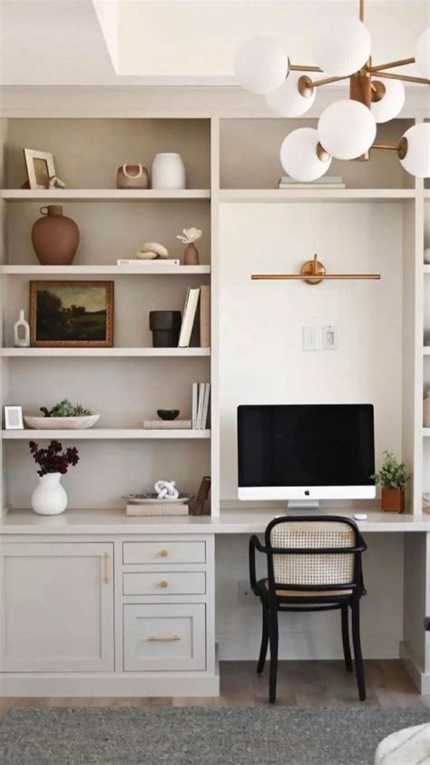 Modern Home Office Decor with Built-in Shelving Units