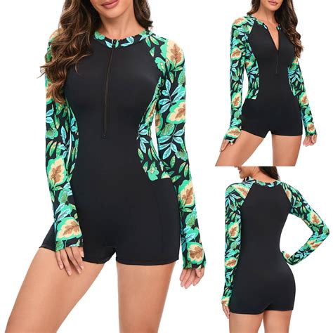 Pstuiky Bathing Suit For Women Women Long Sleeve Swimsuits One Piece