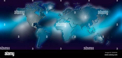 Flat world map on blue background Stock Photo - Alamy