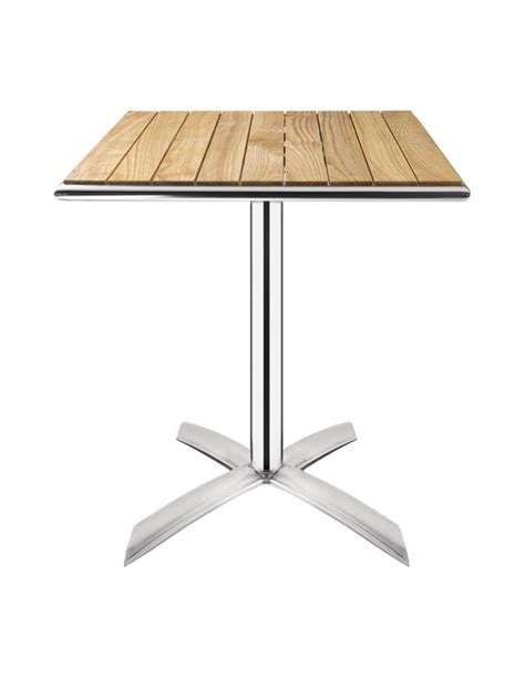 Table carrée à plateau basculant frêne et aluminium 600 mm BOLERO