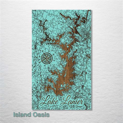 Lake Lanier, GA - Street Map on Wood – Get Gifty With It