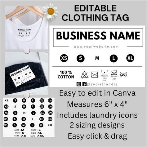 Editable Clothing Tag For Business Bingo Template Templates Laundry