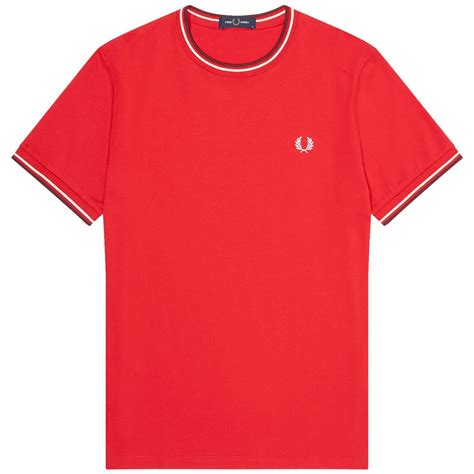 Fred Perry M1588 Twin Tipped Crew Neck Tee Jester Red