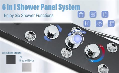 Alenart Wall Mount Stainless Steel Led Shower Panel Tower System