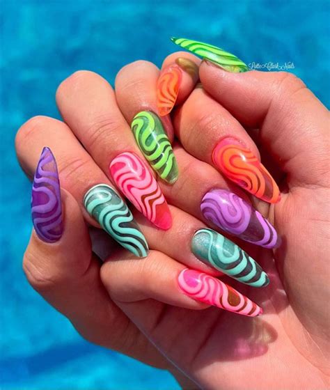 50 Cute Summer Nails For 2023 Colourful Jelly Swirl