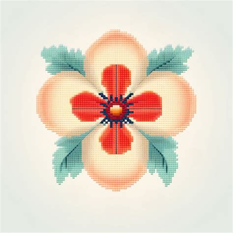 Cross Stitch Flower Embroidery Graphics Premium Photo Illustration