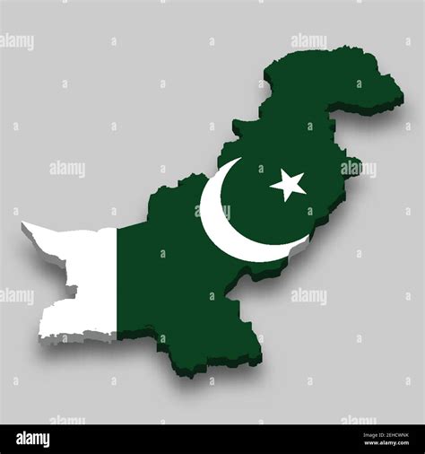 3d isometric Map of Pakistan with national flag. Vector Illustration ...