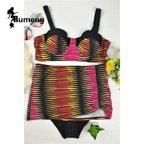 RUMENG New 2018 High Waisted Bikini Set Printed Swimsuit AliExpress