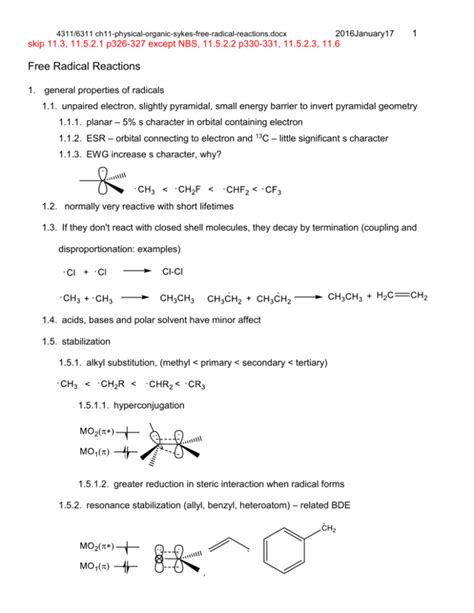 CH14 Free Radical Reactions