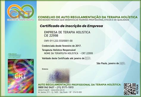 Carteira De Terapeuta Holístico Gratuito - Carteira – CRT – Conselho de Auto Regulamentação da Terapia Holística