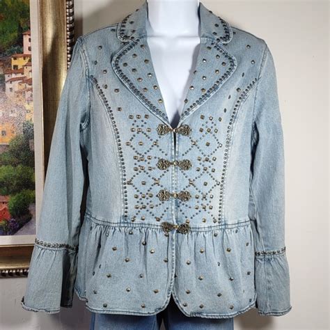 Dg2 By Diane Gilman Jackets And Coats Dg2 By Diane Gilman Embellished Denim Jacket Poshmark