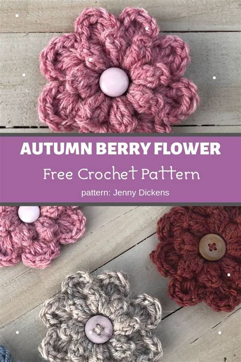 Autumn Berry Flower ️ Mycrochetpattern Crochet Flowers Crochet