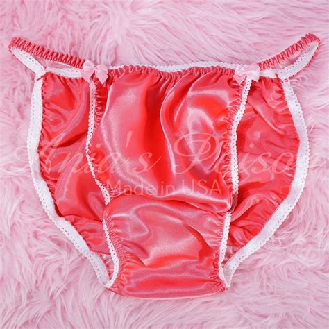 Gorgeous Coral Pink Soft Shiny Silky Smooth Bikini Sissy Maid Mens String Bikini Panties Sizes S