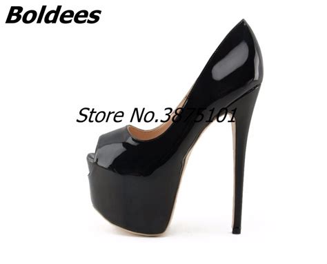 Boldees Nude Patent Leather Women High Heels Pumps Cm Peep Toe Super