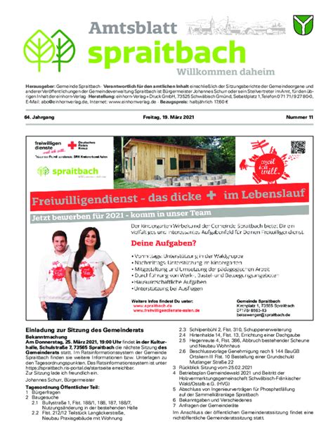 Ausf Llbar Online Mitteilungsblatt Amtsblatt Gemeinde Spraitbach Fax