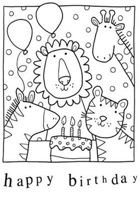 Happy Birthday Coloring Pages Animals Coloring Pages