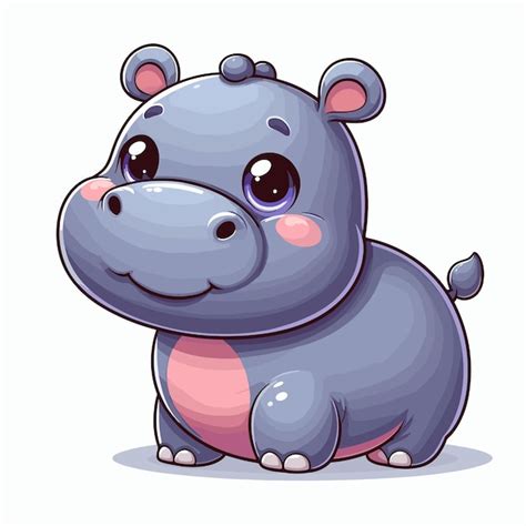 Vector De Dessins Animés D hippopotame Mignon Sur Fond Blanc Vecteur