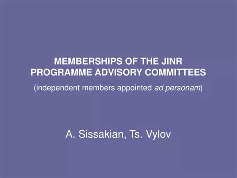 Ppt Jinr Programme Advisory Committees Membership Updates And