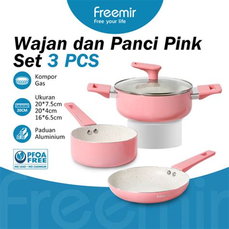 Promo Freemir Set 3 Pcs Wajan Dan Panci 16 20 CM Anti Lengket Serbaguna