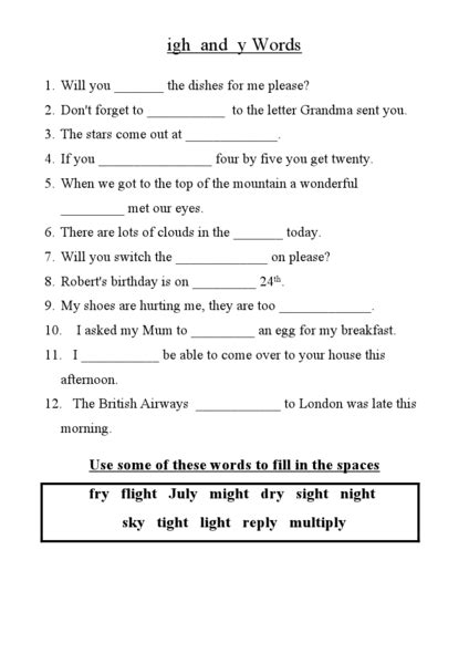 Ie Igh Worksheet