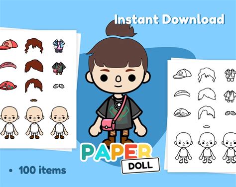 Toca Boca Paper Doll Printable Coloring Toca Boca Doll Etsy México